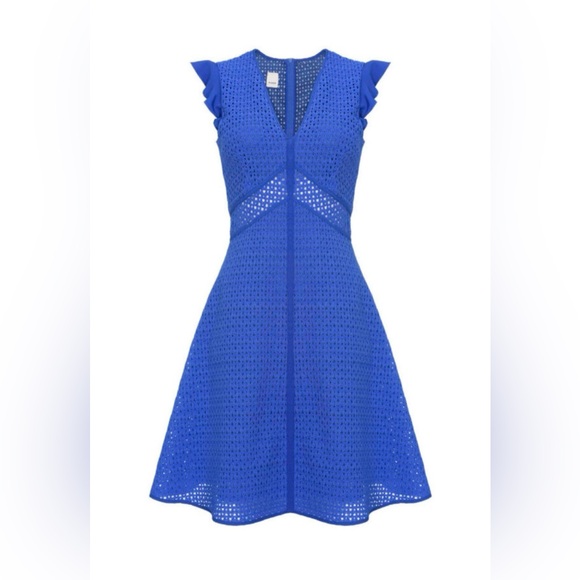 Pinko Laser-cut lace traces texturedA-lane dress in royal blue size 6 🔥🔥🔥